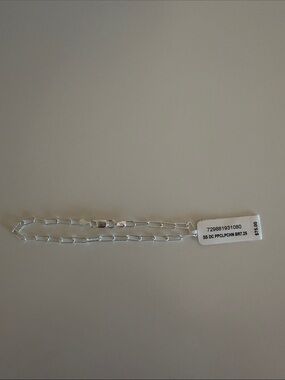 Sterling Silver Paperclip Chain Bracelet - Bright Silver Tone